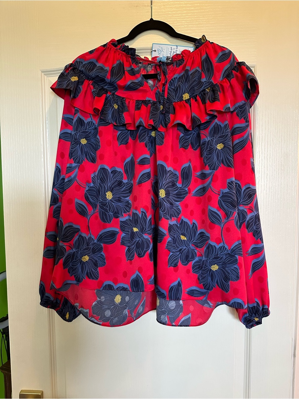 Draper James Plus Size Long Sleeve Ruffle Flower Blouse